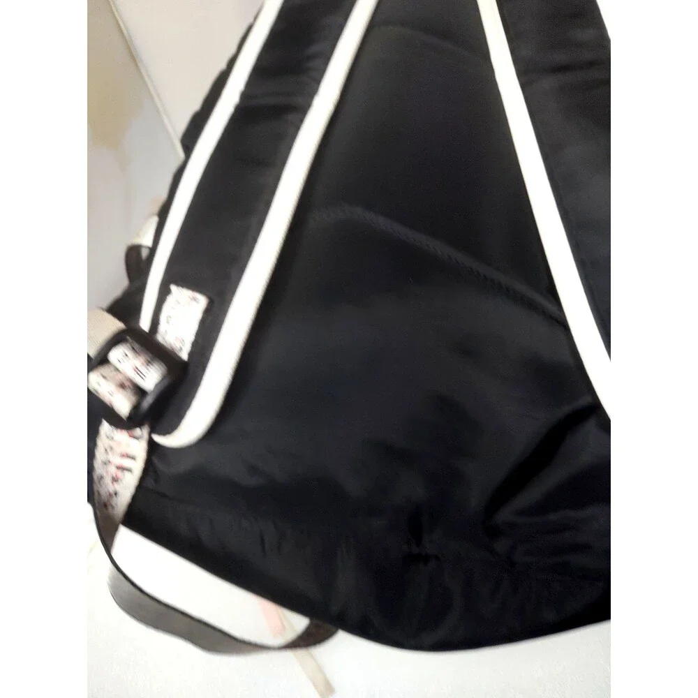 ASGE Black &White Nylon Backpack Drawstring Flap School Travel Laptop Bag 18